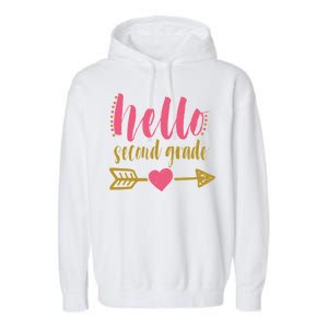 Hello Second Grade Cute Elementary School Garment-Dyed Fleece Hoodie