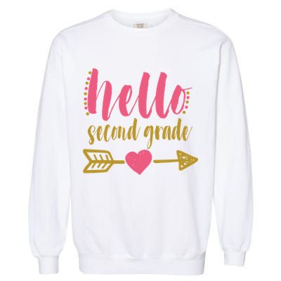 Hello Second Grade Cute Elementary School Garment-Dyed Sweatshirt