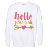 Hello Second Grade Cute Elementary School Garment-Dyed Sweatshirt