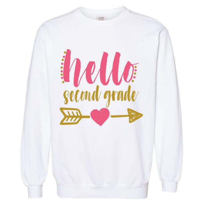 Hello Second Grade Cute Elementary School Garment-Dyed Sweatshirt