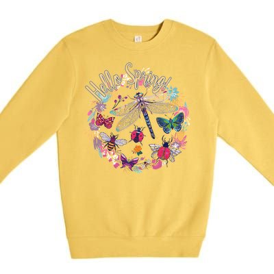 Hello Spring Floral Bugs Premium Crewneck Sweatshirt