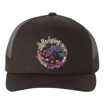 Hello Spring Floral Bugs Yupoong Adult 5-Panel Trucker Hat