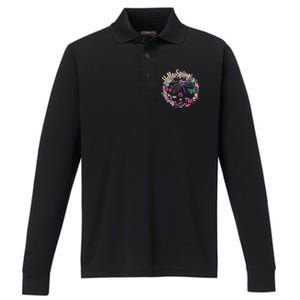 Hello Spring Floral Bugs Performance Long Sleeve Polo