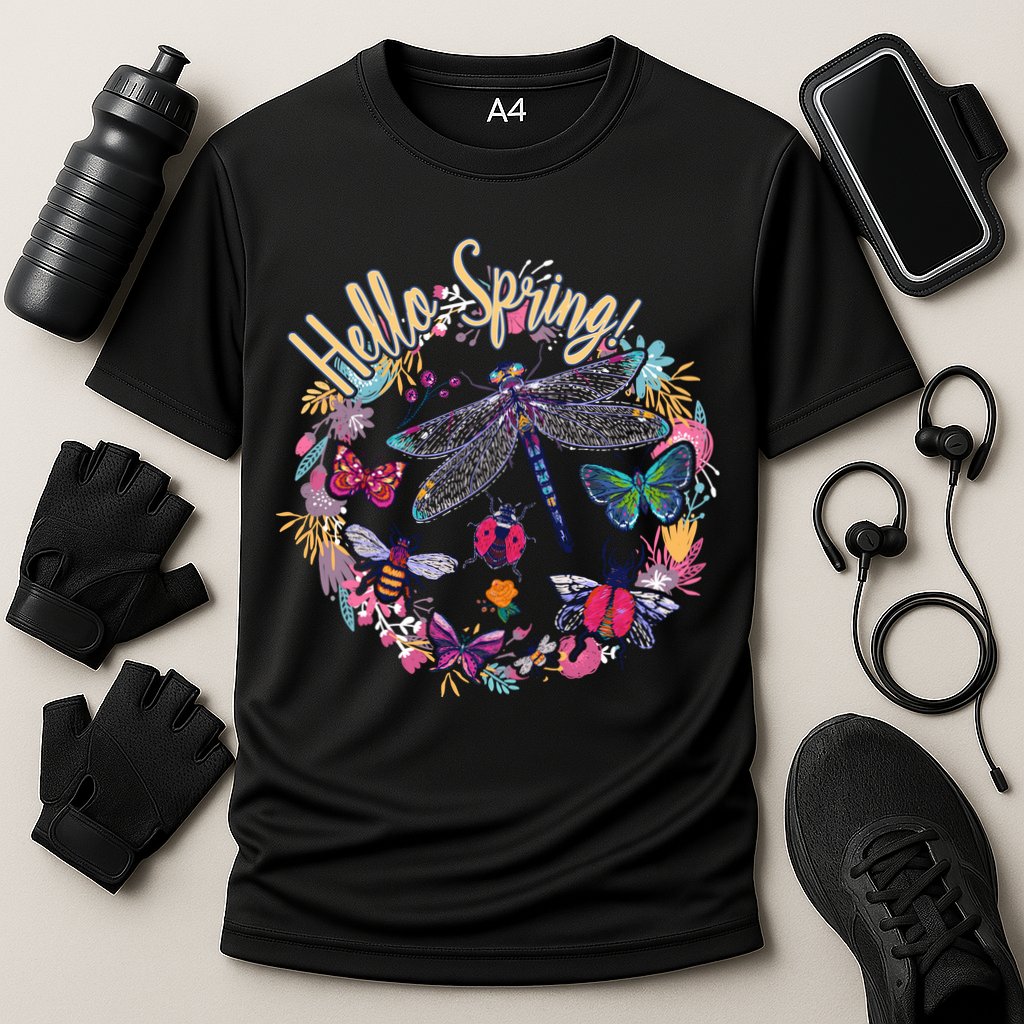 Hello Spring Floral Bugs Performance Shirt