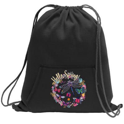 Hello Spring Floral Bugs Sweatshirt Cinch Pack Bag