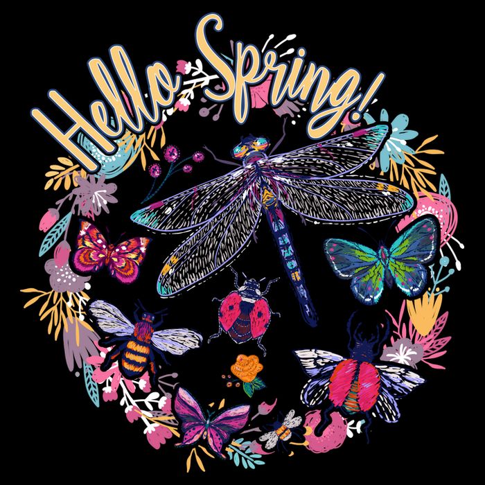 Hello Spring Floral Bugs Bucket Hat