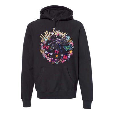 Hello Spring Floral Bugs Premium Hoodie