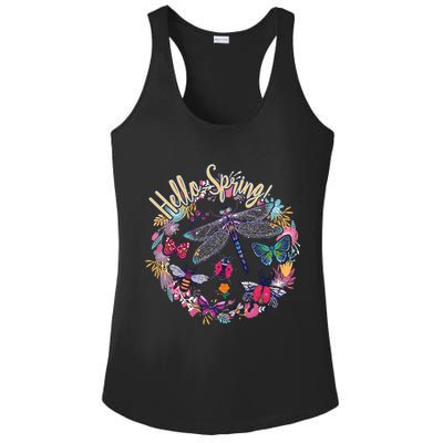 Hello Spring Floral Bugs Ladies PosiCharge Competitor Racerback Tank