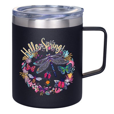 Hello Spring Floral Bugs 12oz Stainless Steel Coffee Mug