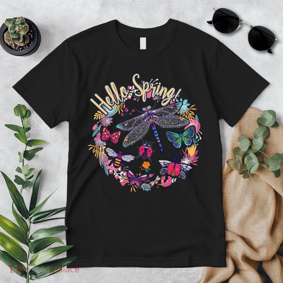 Hello Spring Floral Bugs Premium T-Shirt