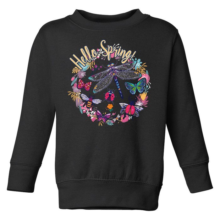 Hello Spring Floral Bugs Toddler Sweatshirt