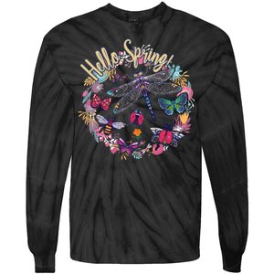 Hello Spring Floral Bugs Tie-Dye Long Sleeve Shirt