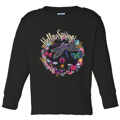 Hello Spring Floral Bugs Toddler Long Sleeve Shirt