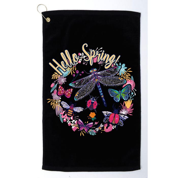 Hello Spring Floral Bugs Golf Towel