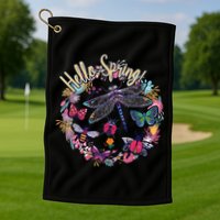 Hello Spring Floral Bugs Golf Towel