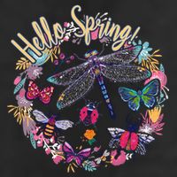 Hello Spring Floral Bugs Golf Towel
