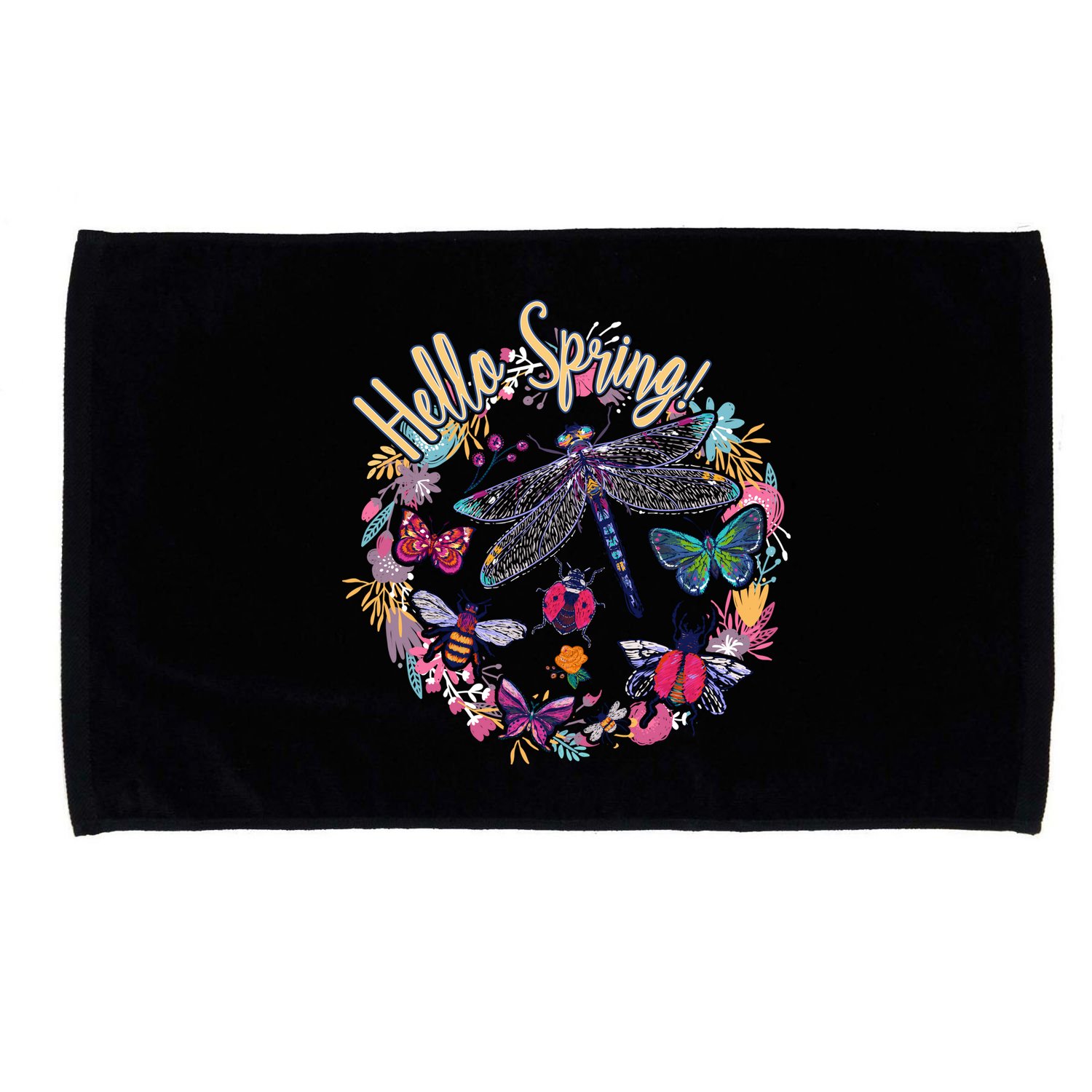 Hello Spring Floral Bugs Microfiber Hand Towel