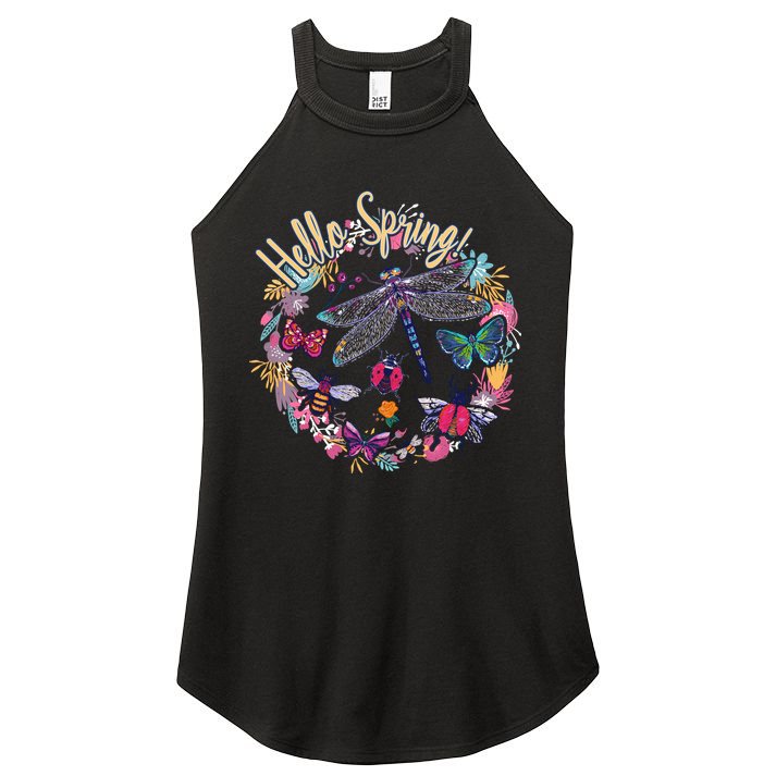 Hello Spring Floral Bugs Women's Perfect Tri Rocker Tank