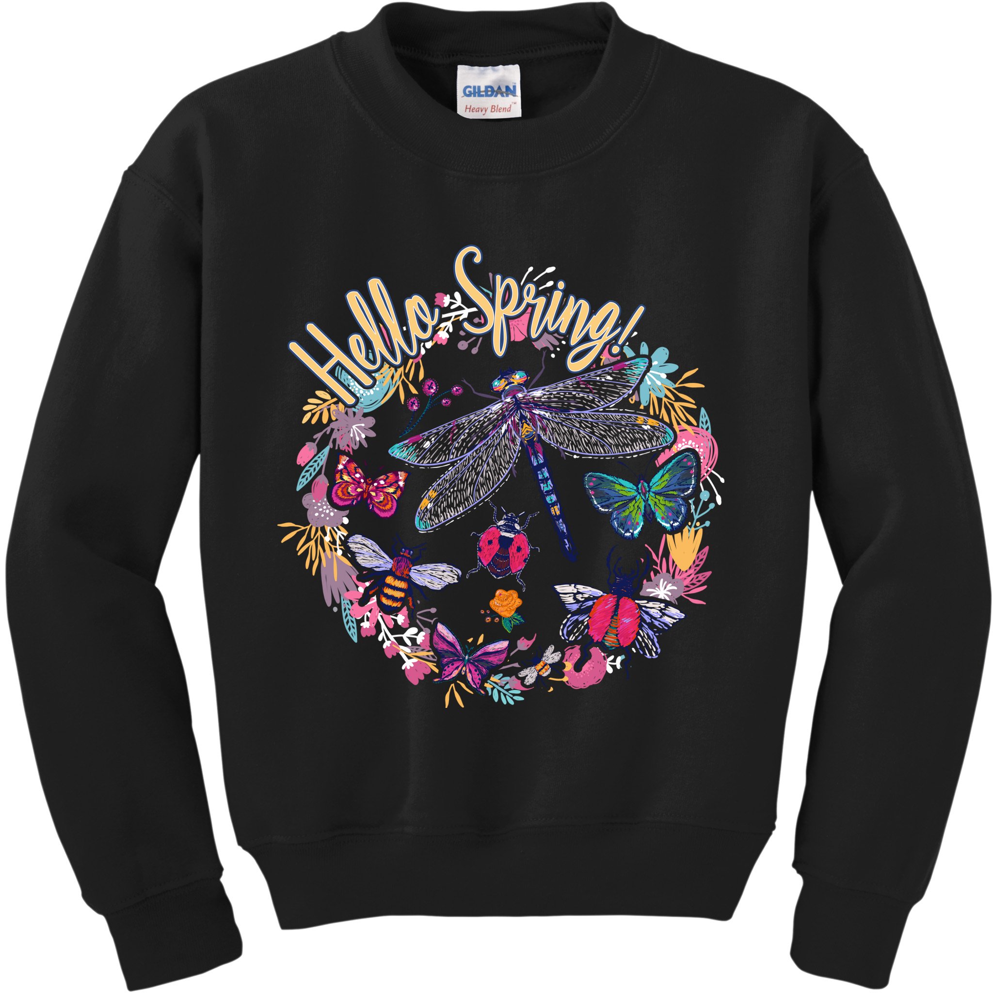Hello Spring Floral Bugs Kids Sweatshirt