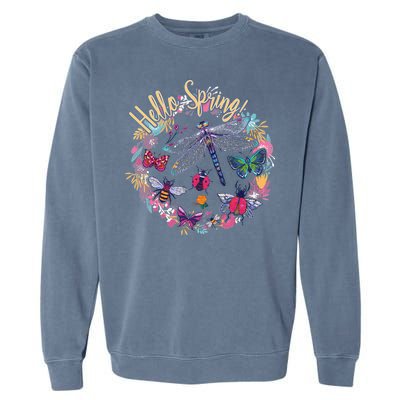 Hello Spring Floral Bugs Garment-Dyed Sweatshirt