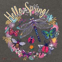 Hello Spring Floral Bugs Cotton Canvas Backpack