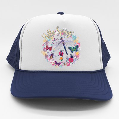 Hello Spring Floral Bugs Trucker Hat