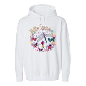 Hello Spring Floral Bugs Garment-Dyed Fleece Hoodie