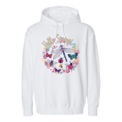 Hello Spring Floral Bugs Garment-Dyed Fleece Hoodie