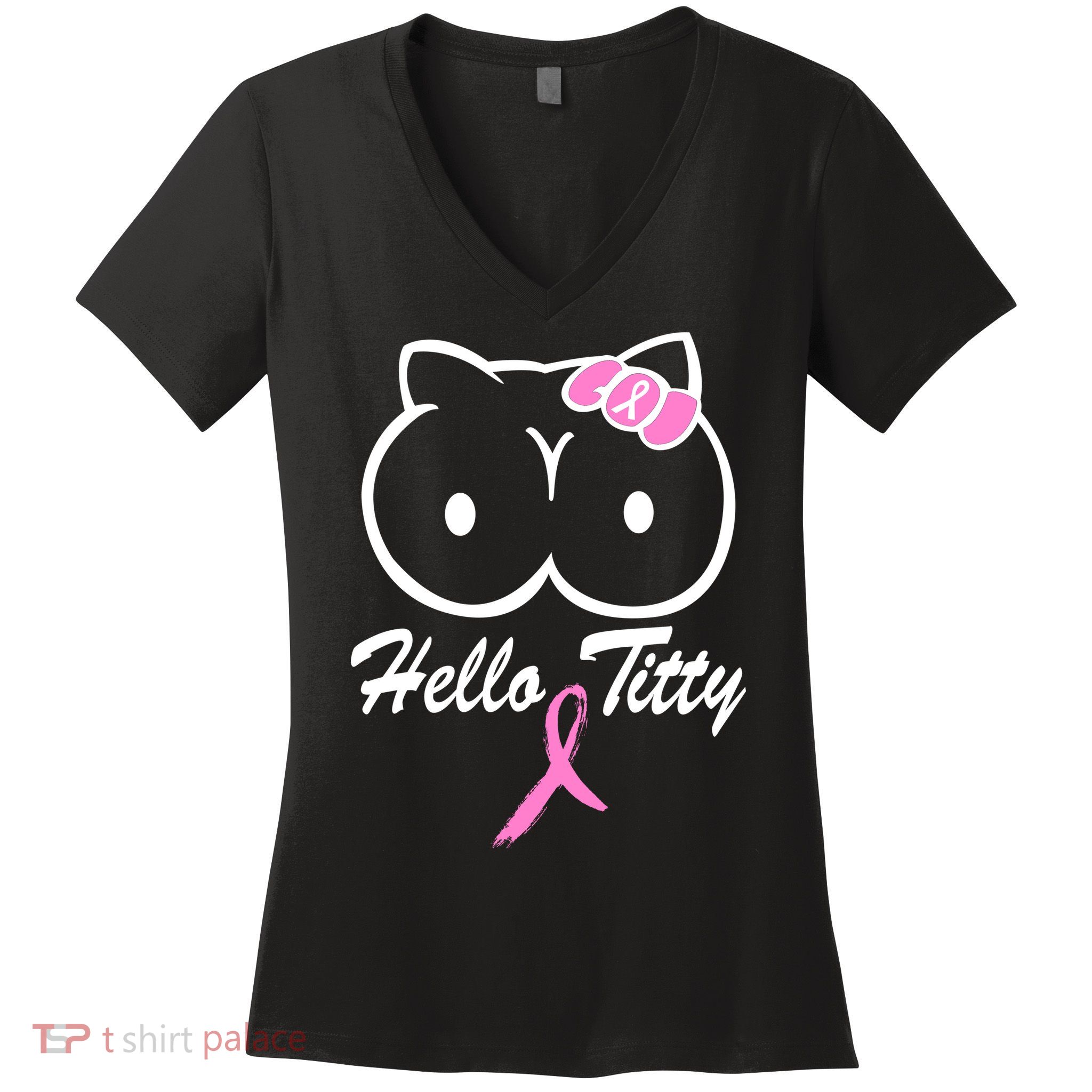 Hello Titty Breast Cancer Women's V-Neck T-Shirt