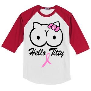 Hello Titty Breast Cancer Kids Colorblock Raglan Jersey