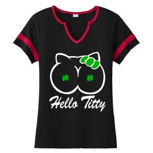 Hello Titty Irish Clover Ladies Halftime Notch Neck Tee