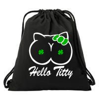 Hello Titty Irish Clover Drawstring Bag