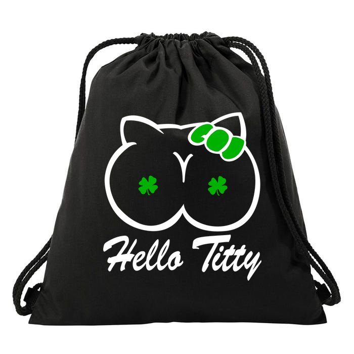 Hello Titty Irish Clover Drawstring Bag