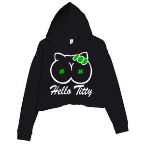 Hello Titty Irish Clover Crop Fleece Hoodie