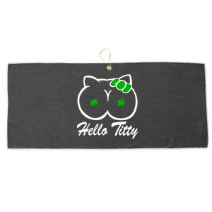 Hello Titty Irish Clover Large Microfiber Waffle Golf Towel