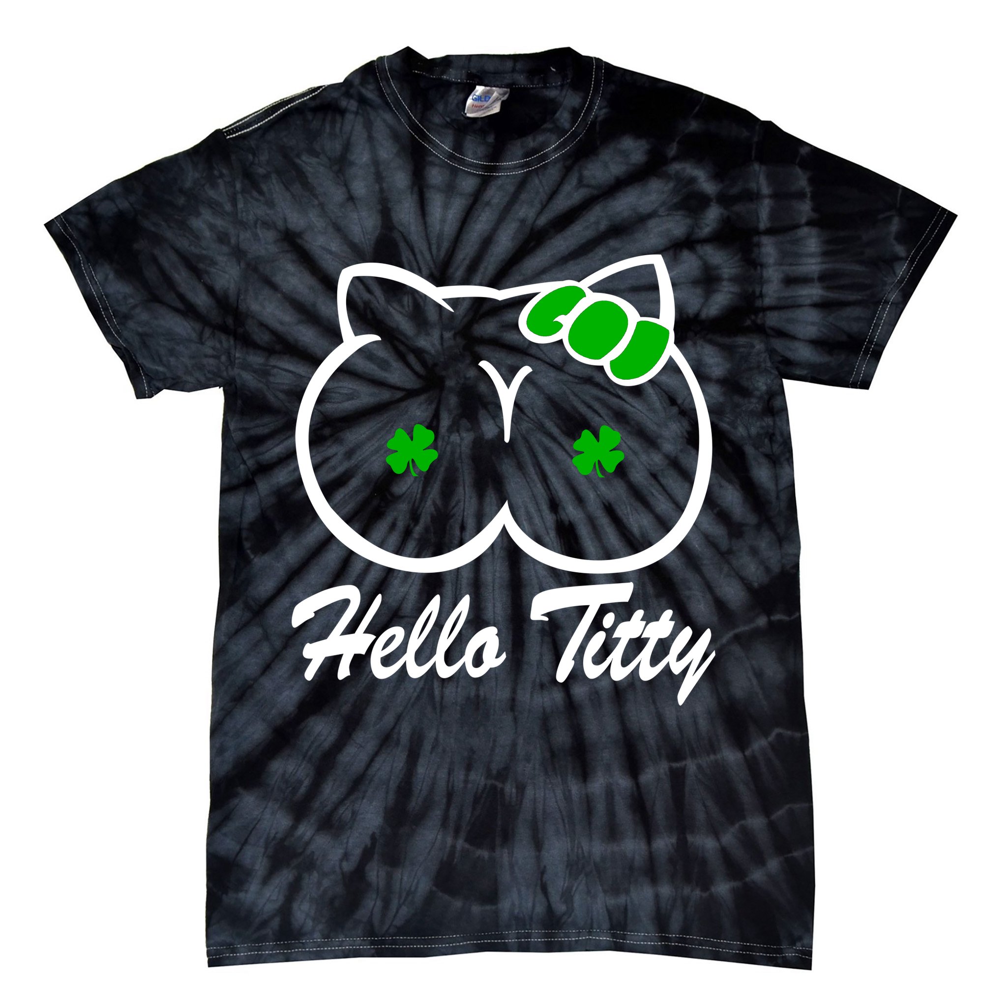 Hello Titty Irish Clover Tie-Dye T-Shirt