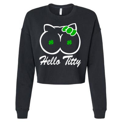 Hello Titty Irish Clover Cropped Pullover Crew