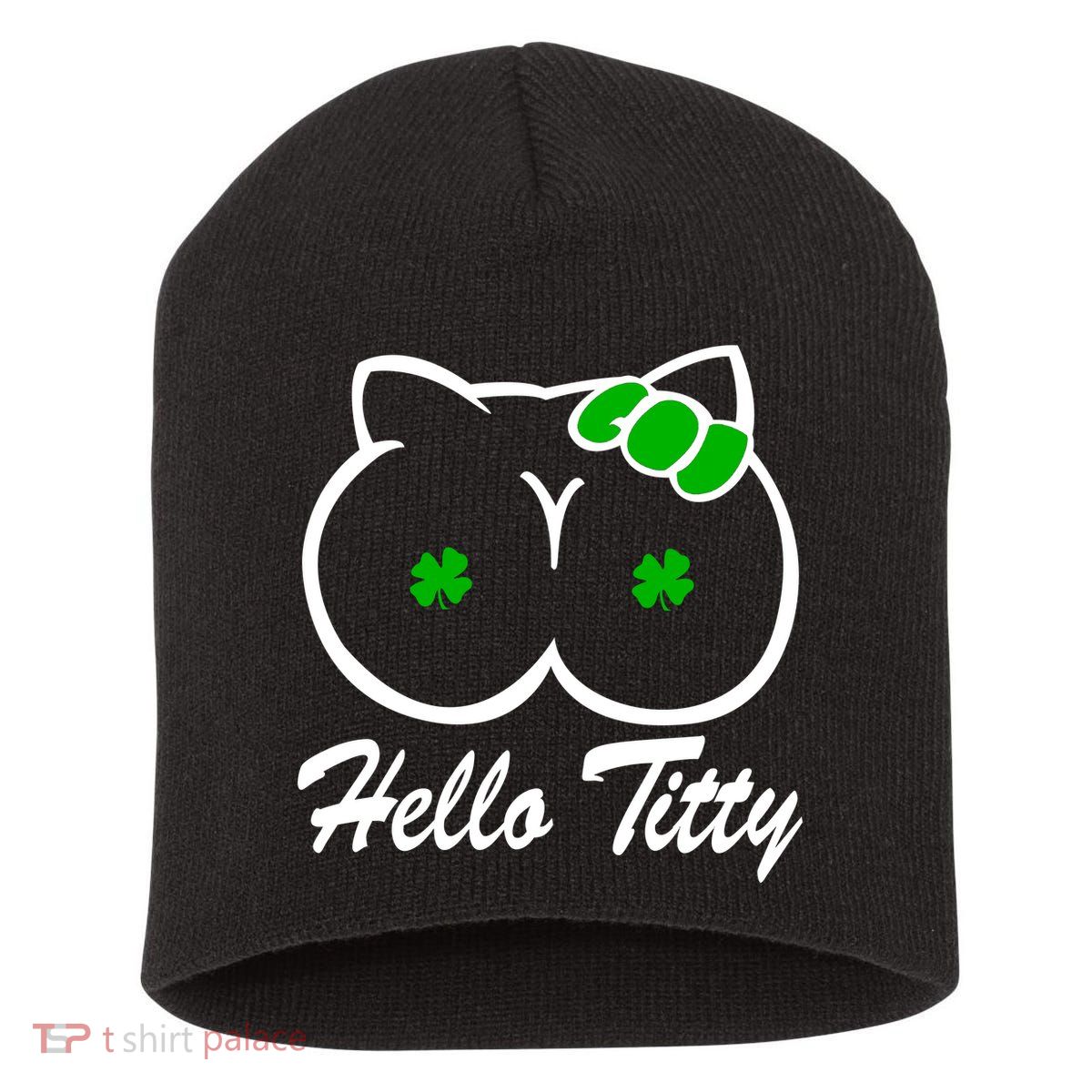 Hello Titty Irish Clover Short Acrylic Beanie