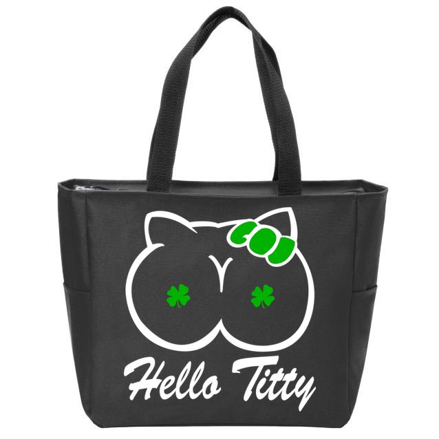 Hello Titty Irish Clover Zip Tote Bag