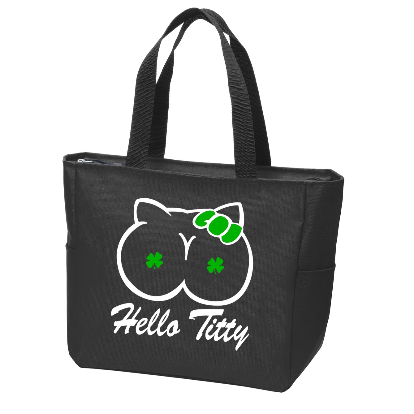 Hello Titty Irish Clover Zip Tote Bag