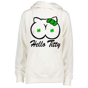 Hello Titty Irish Clover Womens Funnel Neck Pullover Hood