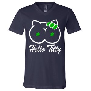 Hello Titty Irish Clover V-Neck T-Shirt