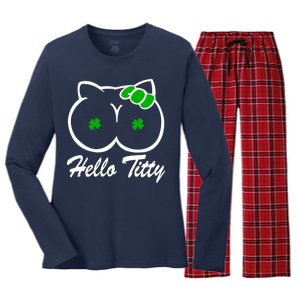 Hello Titty Irish Clover Women's Long Sleeve Flannel Pajama Set 