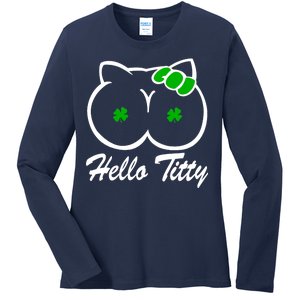 Hello Titty Irish Clover Ladies Long Sleeve Shirt