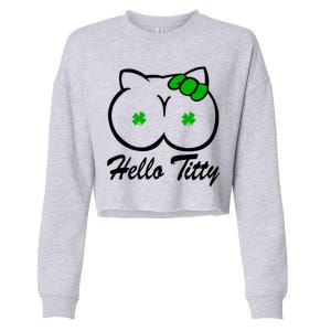 Hello Titty Irish Clover Cropped Pullover Crew