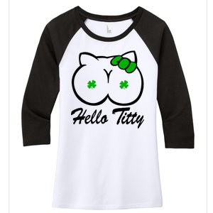 Hello Titty Irish Clover Women's Tri-Blend 3/4-Sleeve Raglan Shirt