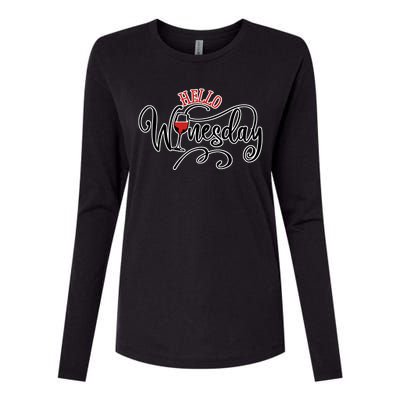 Hello Wednesday Wine Womens Cotton Relaxed Long Sleeve T-Shirt