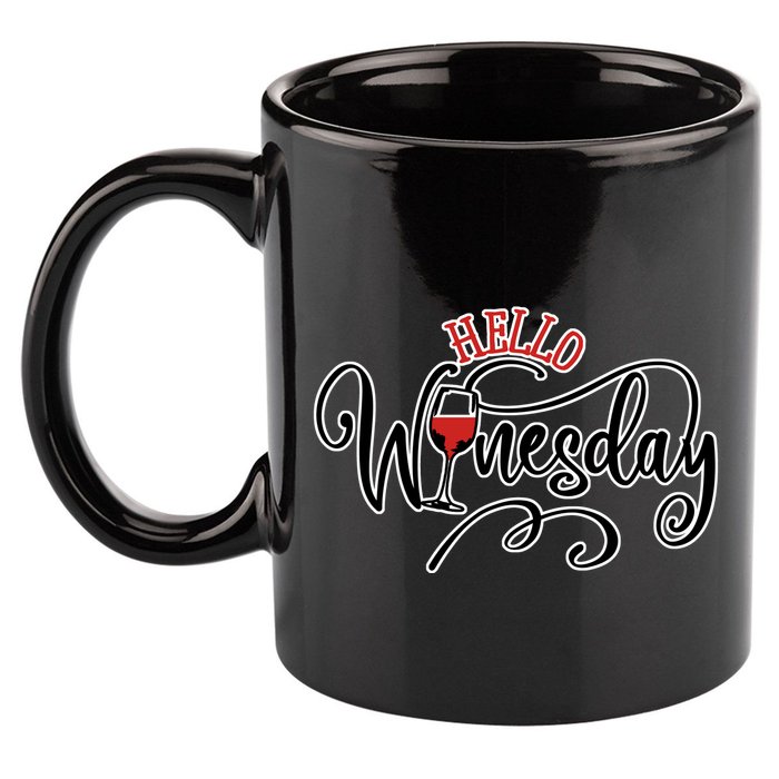 Hello Wednesday Wine 11oz C Handle Ceramic Mug
