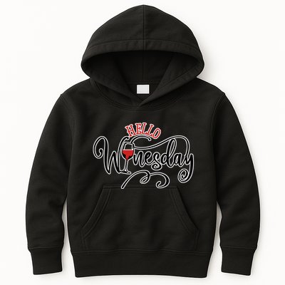 Hello Wednesday Wine Kids Hoodie