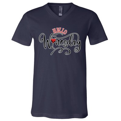 Hello Wednesday Wine V-Neck T-Shirt